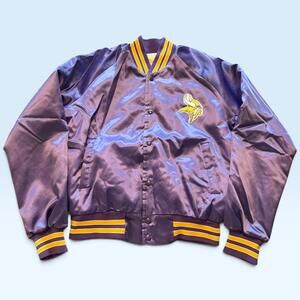 Vintage Minnesota Vikings Jacket Mens Medium Purple NFL Football Chalk Line 80s